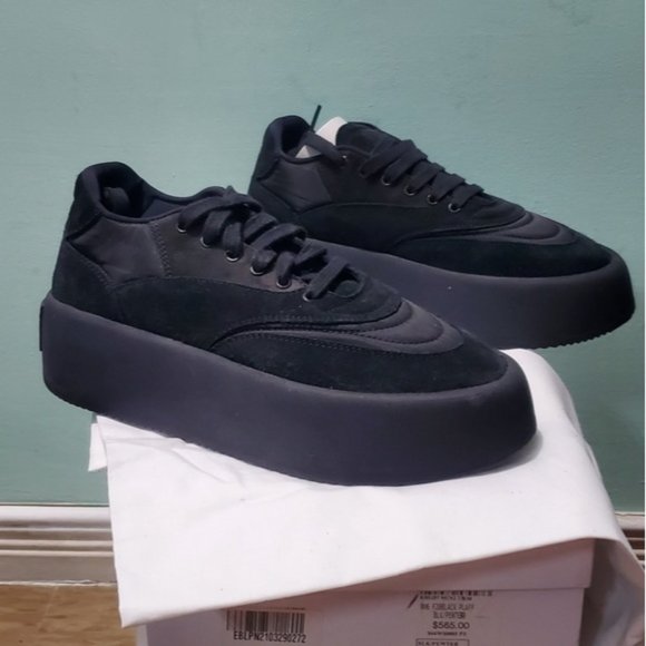 NIB MM6 MAISON MARGIELA Black Pewter Shell-Trimmed Suede Platform Sneakers sz 39 - Picture 5 of 10